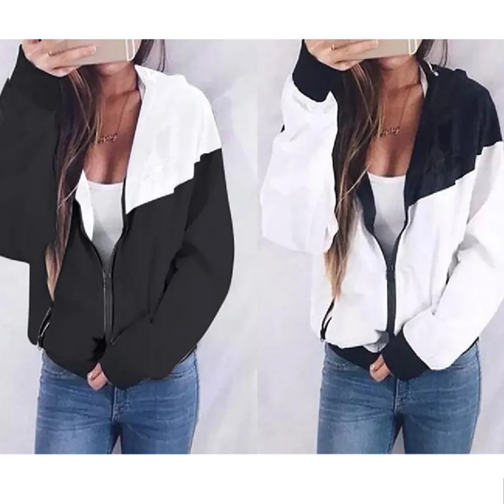 Autumn Jacket Women Teenage Girl Coat Hooded Zipper Pockets Sport Coat Patchwork Thin Long Sleeve Top
Autumn Jacket Women Teenage Girl Coat Hooded Zipper Pockets Sport Coat Patchwork Thin Long Sleeve Top