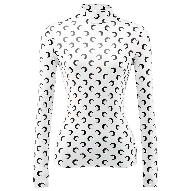 Solid Color Crescent Moon Print Round Neck & Turtleneck Long Sleeves Shirt Summer Women Hot Style Chic Bodycon Outfits
Solid Color Crescent Moon Print Round Neck & Turtleneck Long Sleeves Shirt Summer Women Hot Style Chic Bodycon Outfits