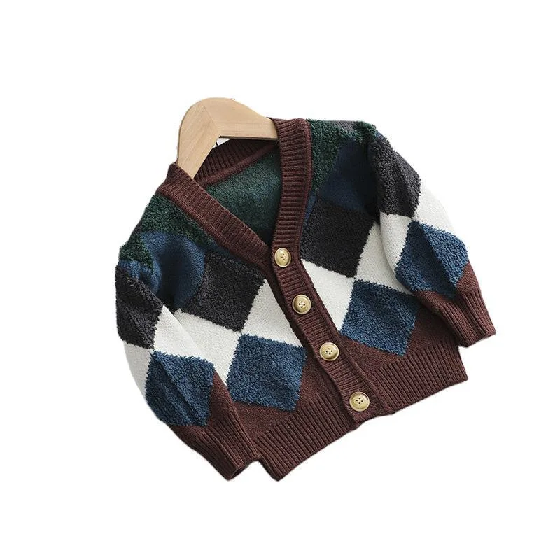 2020 New V-Neck Boys Sweaters Baby Plaid Cardigans Knit Coat Kids Clothes Autumn Winter Tops New Children Sweaters Boy Clothing 
2020 New V-Neck Boys Sweaters Baby Plaid Cardigans Knit Coat Kids Clothes Autumn Winter Tops New Children Sweaters Boy Clothing