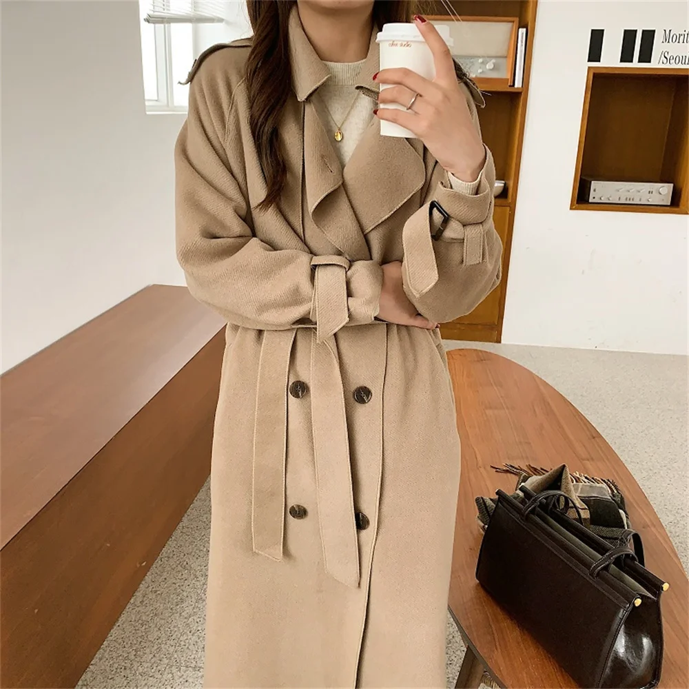 대한민국 Retro Women Long Coats Double Sided Woolen 2021 New Chic All Match Streetwear Hot Elegant Office Wear Winter Trench
대한민국 Retro Women Long Coats Double Sided Woolen 2021 New Chic All Match Streetwear Hot Elegant Office Wear Winter Trench