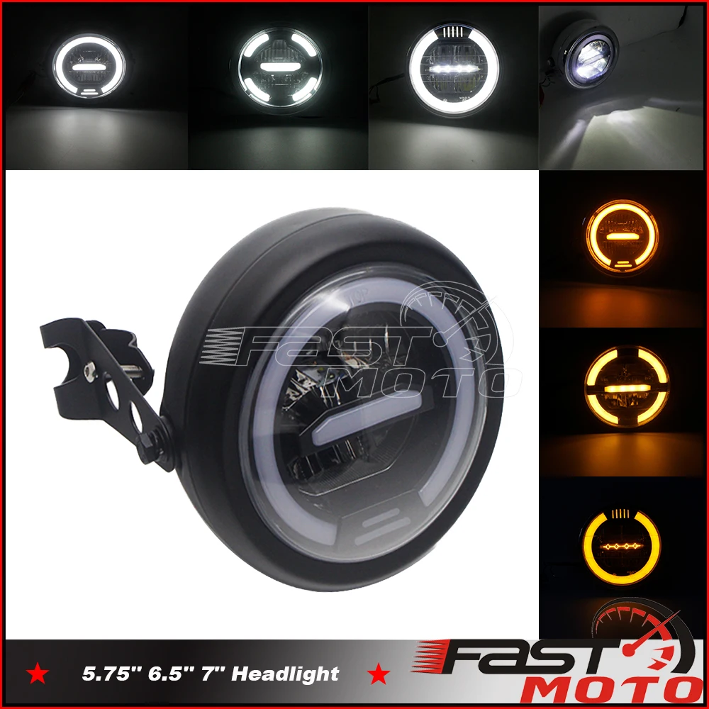 Head Lamp 5.75 '' 6.5inch Motorcycle Running Lighting Shock Bracket Headlamp For Cafe Racer High Low Beam Amber White HeadLight
Head Lamp 5.75 '' 6.5inch Motorcycle Running Lighting Shock Bracket Headlamp For Cafe Racer High Low Beam Amber White HeadLight