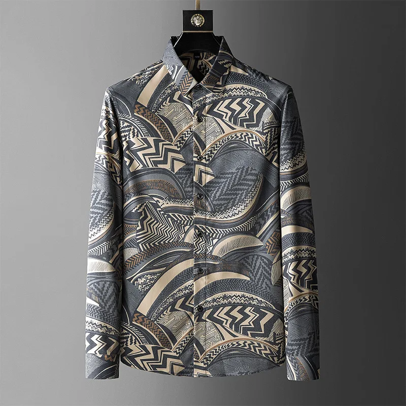 Vintage Printed Long Sleeve Shirts for Men Business Casual Slim Dress Shirt Social Party Banquet Male Clothes Streetwear Camisas
Vintage Printed Long Sleeve Shirts for Men Business Casual Slim Dress Shirt Social Party Banquet Male Clothes Streetwear Camisas