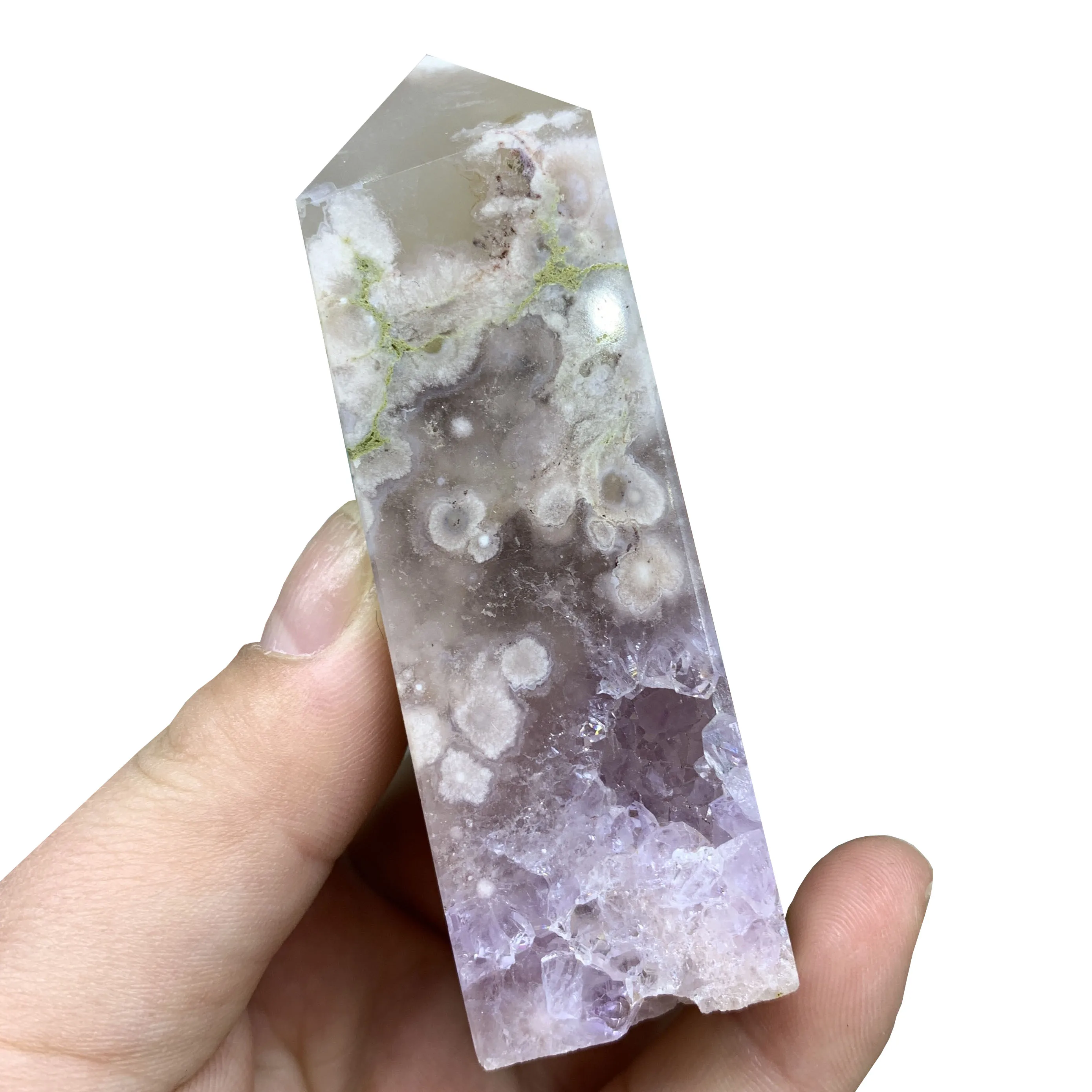 7-8CM Natural Purple Geode Sakura Agate Point Healing Crystal Stone Tower Rock And Mineral Fengshui Ornament For Room Decoration
7-8CM Natural Purple Geode Sakura Agate Point Healing Crystal Stone Tower Rock And Mineral Fengshui Ornament For Room Decoration