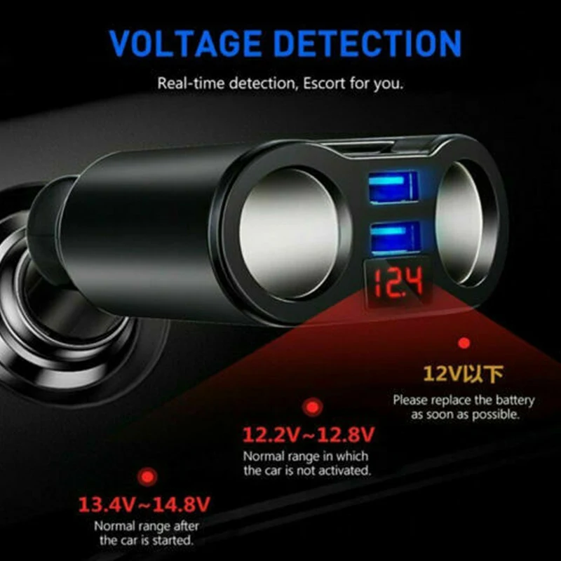 Cigarette Lighter Socket Adapter 12V Car Dual USB Mobile Phone Charger Plug Splitter LED Digital Display Auto Accessories
Cigarette Lighter Socket Adapter 12V Car Dual USB Mobile Phone Charger Plug Splitter LED Digital Display Auto Accessories