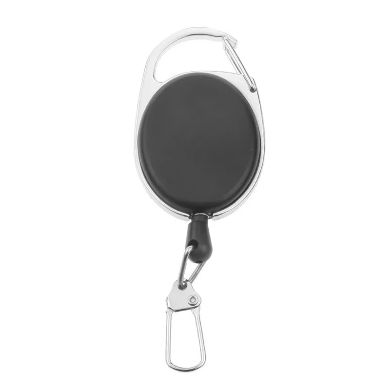 Heavy Duty Retractable Carabiner Badge Tinker Reels 60cm Pull Wire with Key Ring Clip Black | Украшения и аксессуары