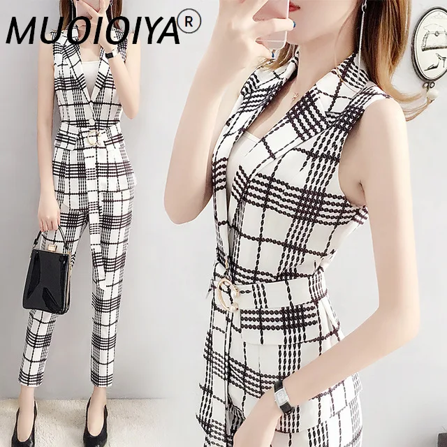 Pant Suits For Women Spring Summer Business Office Lady Elegant Plaid Slim Professional Work Vest Pants Two Piece Set Plus Size
Pant Suits For Women Spring Summer Business Office Lady Elegant Plaid Slim Professional Work Vest Pants Two Piece Set Plus Size