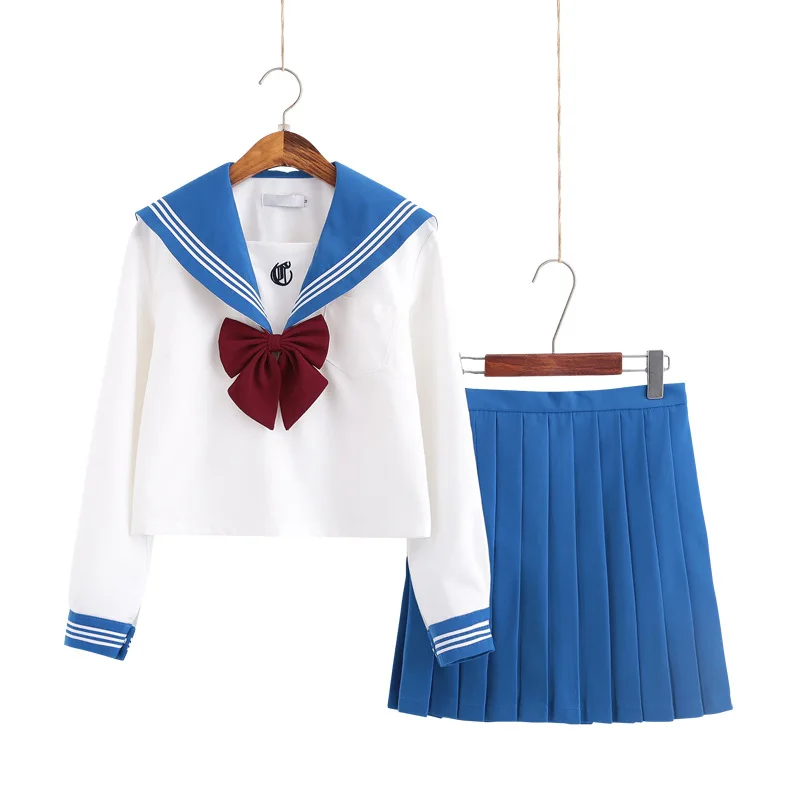 Blue School Uniforms JK Japanese Sailor Uniform Anime Cosplay Costume Shirt Pleated Skirt Sets Design for Teenage Girls Students
Blue School Uniforms JK Japanese Sailor Uniform Anime Cosplay Costume Shirt Pleated Skirt Sets Design for Teenage Girls Students