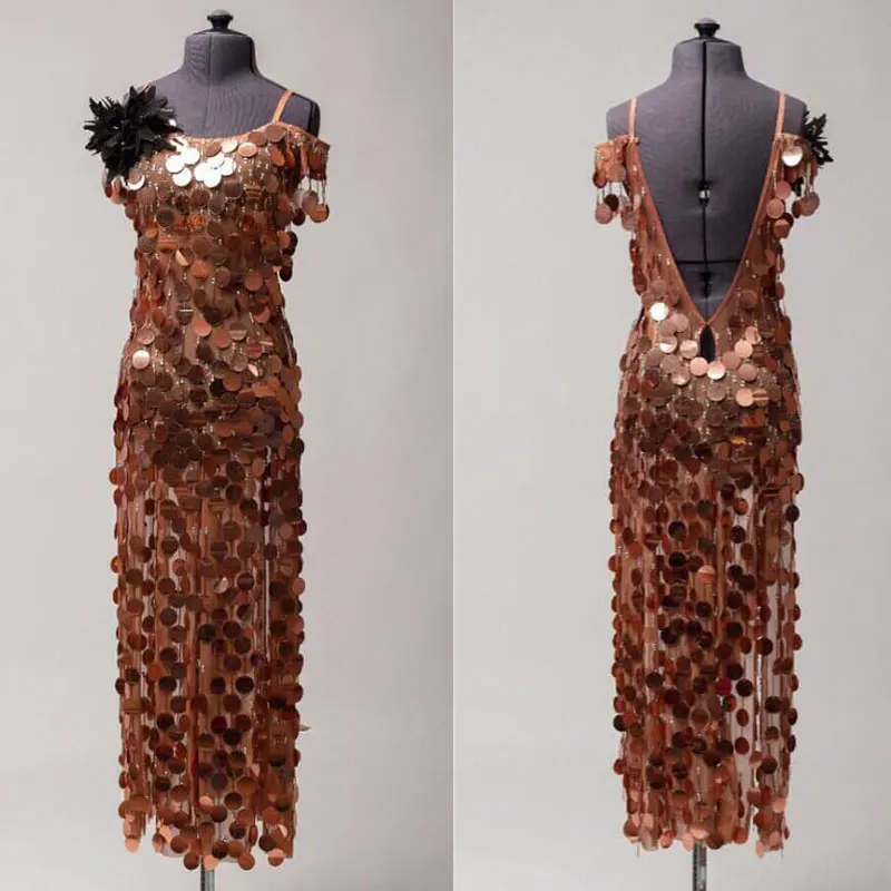 Brown see through Latin dance dress sequin nightclub bar birthday party long dress sexy backless Latin dance competition dress
Brown see through Latin dance dress sequin nightclub bar birthday party long dress sexy backless Latin dance competition dress