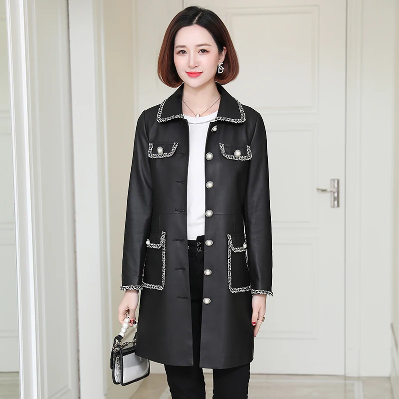 Small style leather coat women's medium and long Haining sheep skin coat slim and slim 2020 new autumn windbreaker
Small style leather coat women's medium and long Haining sheep skin coat slim and slim 2020 new autumn windbreaker