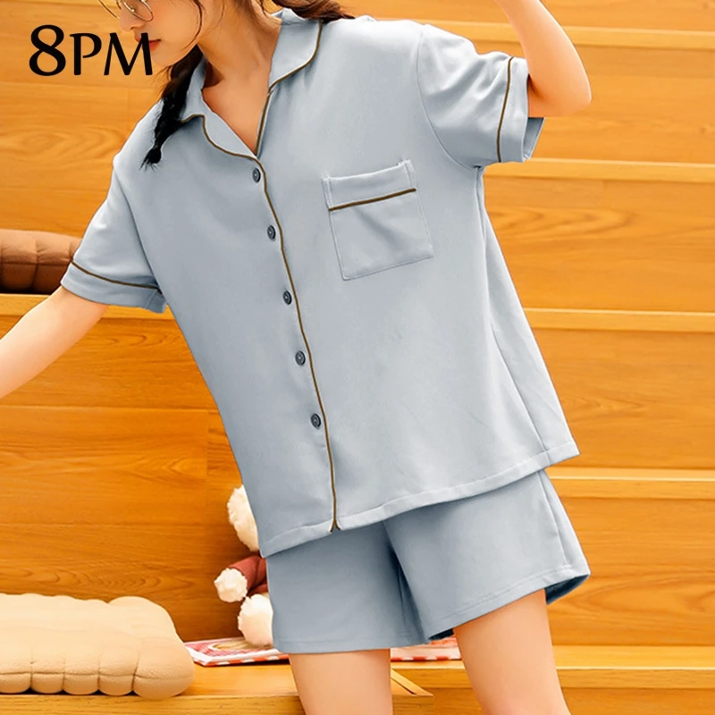 Cotton Loose Sleepwear Summer Daily Shorts Pajamas Women Short Sleeve Elastic Waist Pijamas Korean Simple Style Homewear ouc1067
Cotton Loose Sleepwear Summer Daily Shorts Pajamas Women Short Sleeve Elastic Waist Pijamas Korean Simple Style Homewear ouc1067