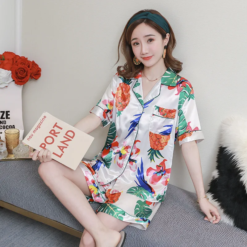 Women Print 2PCS Pajamas Sets Sexy Turn-Down Collar Sleepwear Short Sleeve Shirt&Shorts Pyjamas Suit Summer Rayon Home Nightwear
Women Print 2PCS Pajamas Sets Sexy Turn-Down Collar Sleepwear Short Sleeve Shirt&Shorts Pyjamas Suit Summer Rayon Home Nightwear
