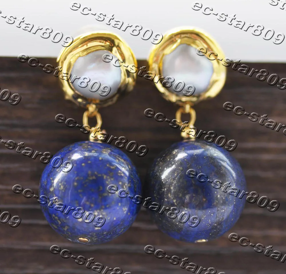 Z11353 18mm Blue Round Lapis Lazuli Pearl Gold plated Dangle Earring Women Fasion Jewelry
Z11353 18mm Blue Round Lapis Lazuli Pearl Gold plated Dangle Earring Women Fasion Jewelry