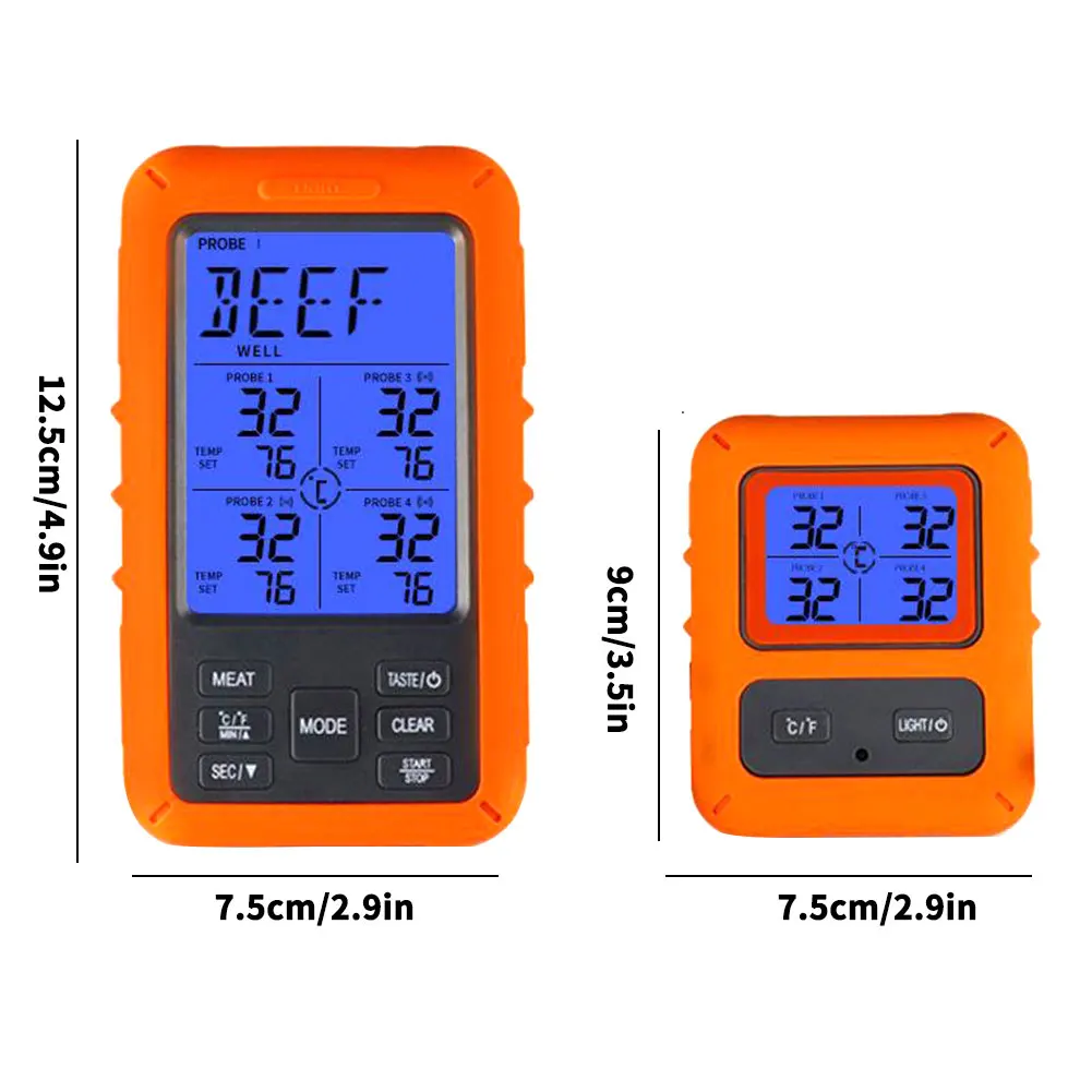 Wireless Meat Thermometer 330FT 4 Probes Digital BBQ Grilling Backlight Display Detector
Wireless Meat Thermometer 330FT 4 Probes Digital BBQ Grilling Backlight Display Detector