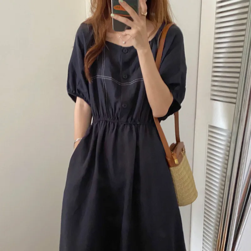 2021 Women Summer Vintage Square Collar Long Shirt Dress Elastic High Waist Large Hem Midi Dresses Revealed Thread
2021 Women Summer Vintage Square Collar Long Shirt Dress Elastic High Waist Large Hem Midi Dresses Revealed Thread
