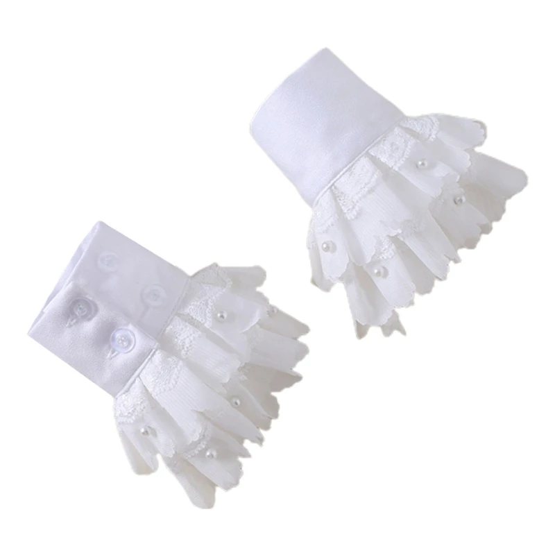 Ladies Double Layer Detachable Cuffs Ruffles Lace Pearl Beading Fake Sleeves 85WB
Ladies Double Layer Detachable Cuffs Ruffles Lace Pearl Beading Fake Sleeves 85WB