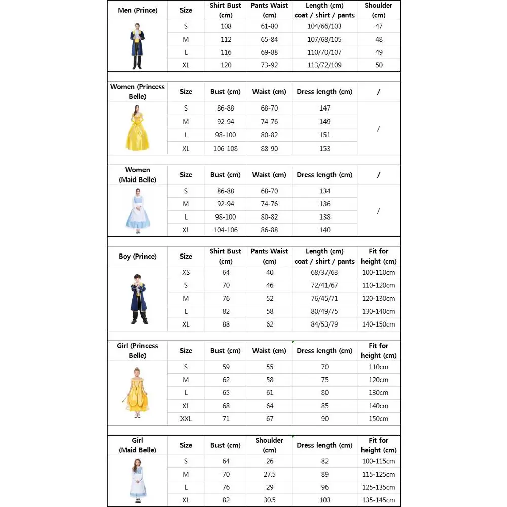 Umorden Halloween Beauty and Beast Costumes Family Women Girl Princess Belle Maid Cosplay Dress Men Boy Prince Costume Suit
Umorden Halloween Beauty and Beast Costumes Family Women Girl Princess Belle Maid Cosplay Dress Men Boy Prince Costume Suit