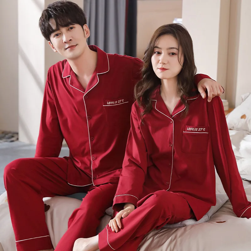 Autunm Winter Couple New Wedding Red Pajamas Set Women Silk Satin Long Sleeve 2PC Men Loose Casual Sleepwear Nighty Home Clothes
Autunm Winter Couple New Wedding Red Pajamas Set Women Silk Satin Long Sleeve 2PC Men Loose Casual Sleepwear Nighty Home Clothes