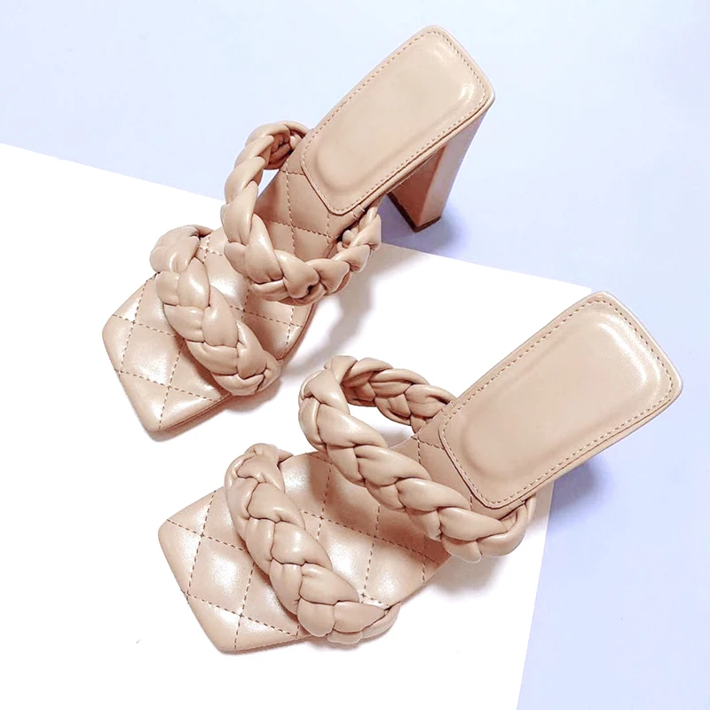 Women Designer Square Toe Sandals patent Weave female Slides Outside High heels Mules Casual Summer Shoes Woman Fashion
Women Designer Square Toe Sandals patent Weave female Slides Outside High heels Mules Casual Summer Shoes Woman Fashion