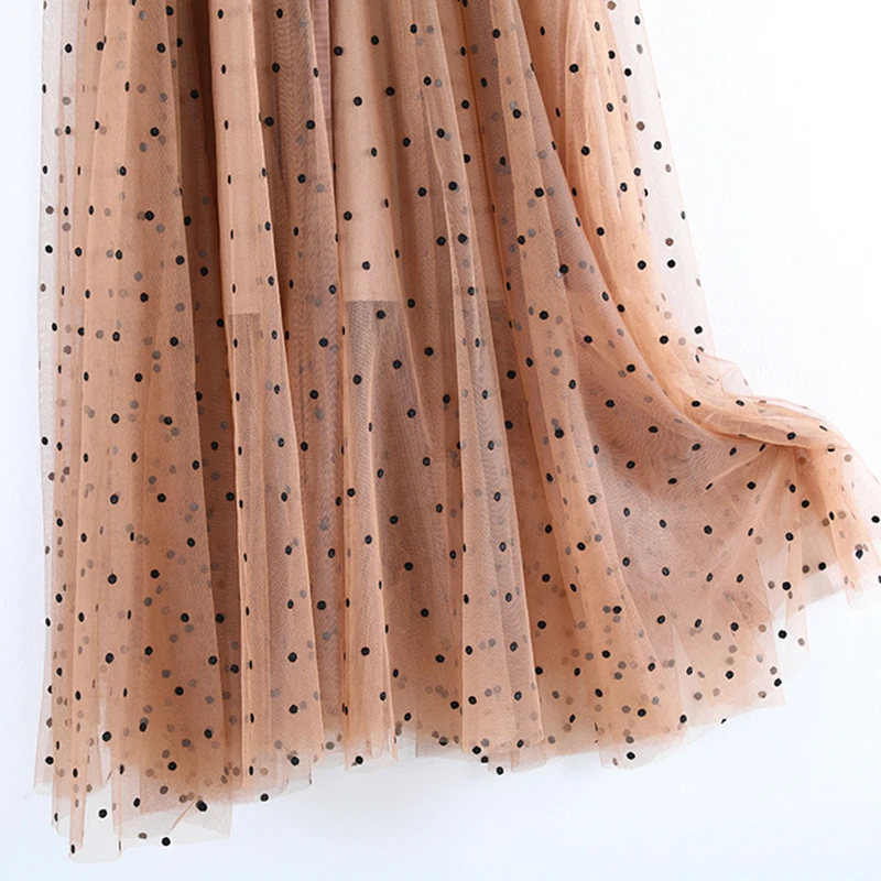 VGH Black Print Dot Skirt For Women High Waist Lace Up Bowknot Patchwork Mesh Elegant Skirts Female 2021 Summer Fashion Clothing
VGH Black Print Dot Skirt For Women High Waist Lace Up Bowknot Patchwork Mesh Elegant Skirts Female 2021 Summer Fashion Clothing