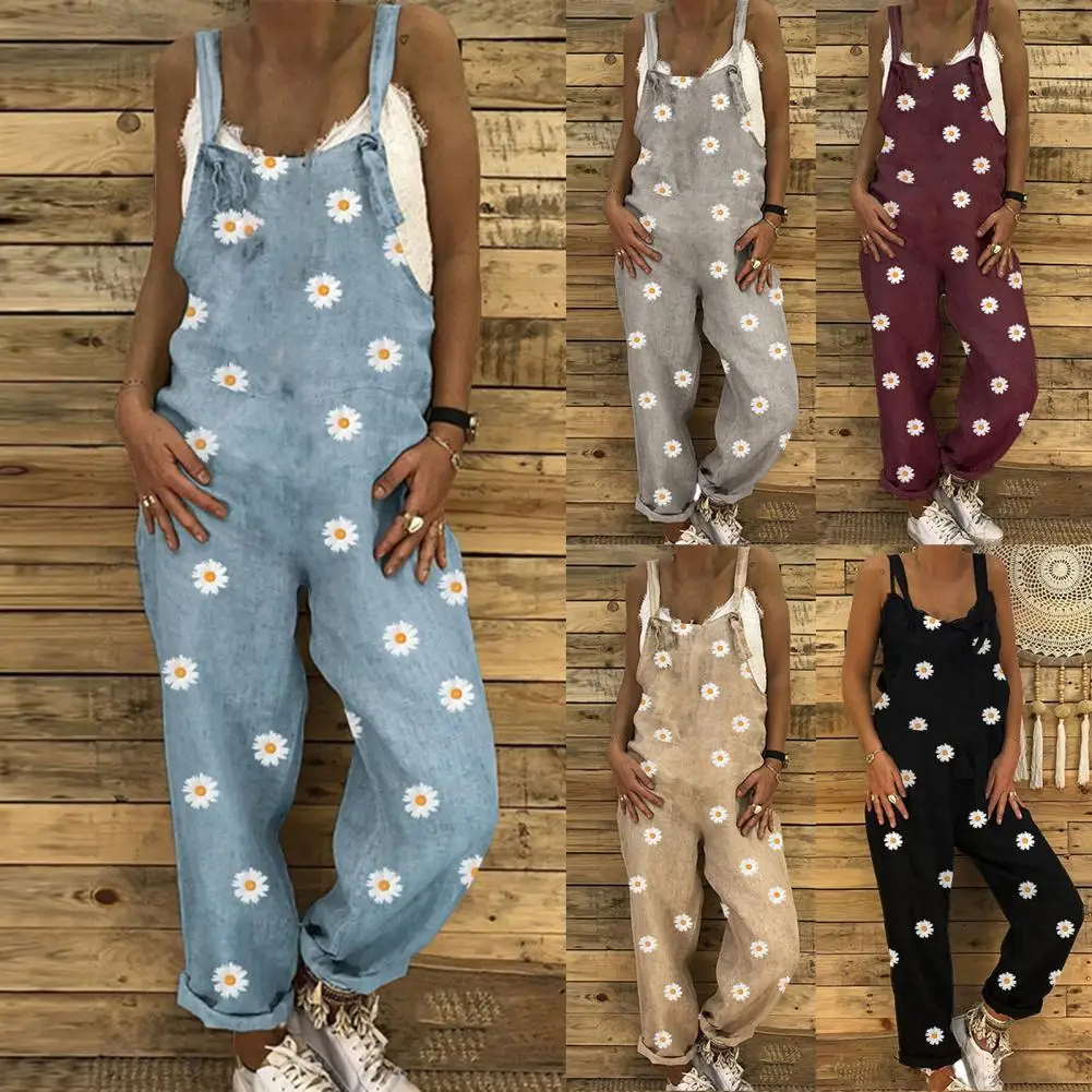 Fashion Bohemian Jumpsuit Chrysanthemum Print Shoulder Strap Women Loose Sleeveless Backless Romper for Daily Wear Streetwear
Fashion Bohemian Jumpsuit Chrysanthemum Print Shoulder Strap Women Loose Sleeveless Backless Romper for Daily Wear Streetwear