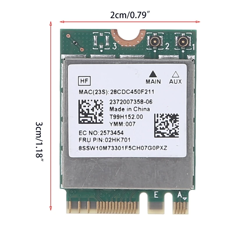 RTL8822CE 802.11AC WiFi+BT 5.0 FRU 02HK703 Wireless Netowrk Card For E460 E465 E470 E475 E560 E570
RTL8822CE 802.11AC WiFi+BT 5.0 FRU 02HK703 Wireless Netowrk Card For E460 E465 E470 E475 E560 E570