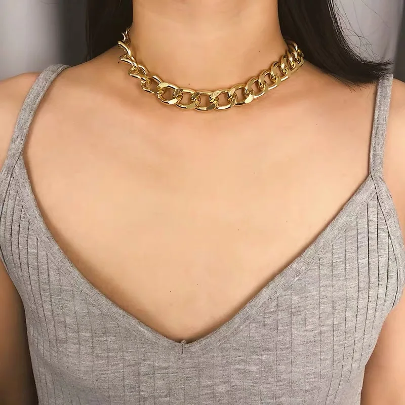 Punk Miami Cuba Necklace neckline statement hip hop large aluminum gold thick chain necklace women's gold thick clavicle chain
Punk Miami Cuba Necklace neckline statement hip hop large aluminum gold thick chain necklace women's gold thick clavicle chain