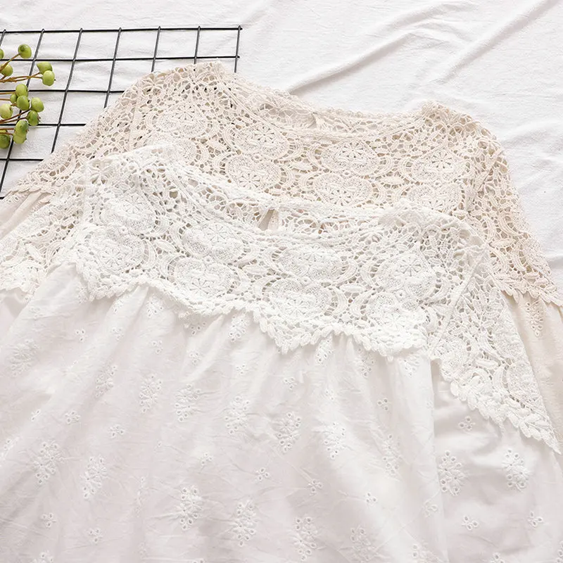Spring Women's Shirt Japanese Sweet Hollow Crochet Embroidery Loose O-Neck Long Sleeve White Blouse Girls 2012411
Spring Women's Shirt Japanese Sweet Hollow Crochet Embroidery Loose O-Neck Long Sleeve White Blouse Girls 2012411