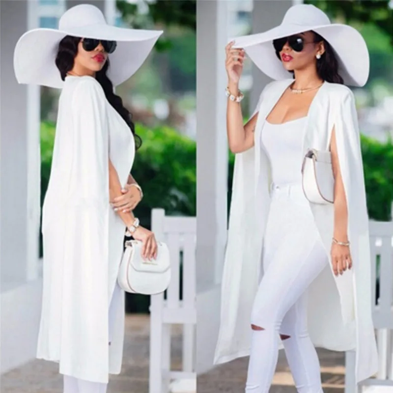 Women Cloak Cape Long Blazer Coat Fashion Black White Personality Notched Neck Lapel Split Jacket Suits Workwear Blazer Feminino
Women Cloak Cape Long Blazer Coat Fashion Black White Personality Notched Neck Lapel Split Jacket Suits Workwear Blazer Feminino