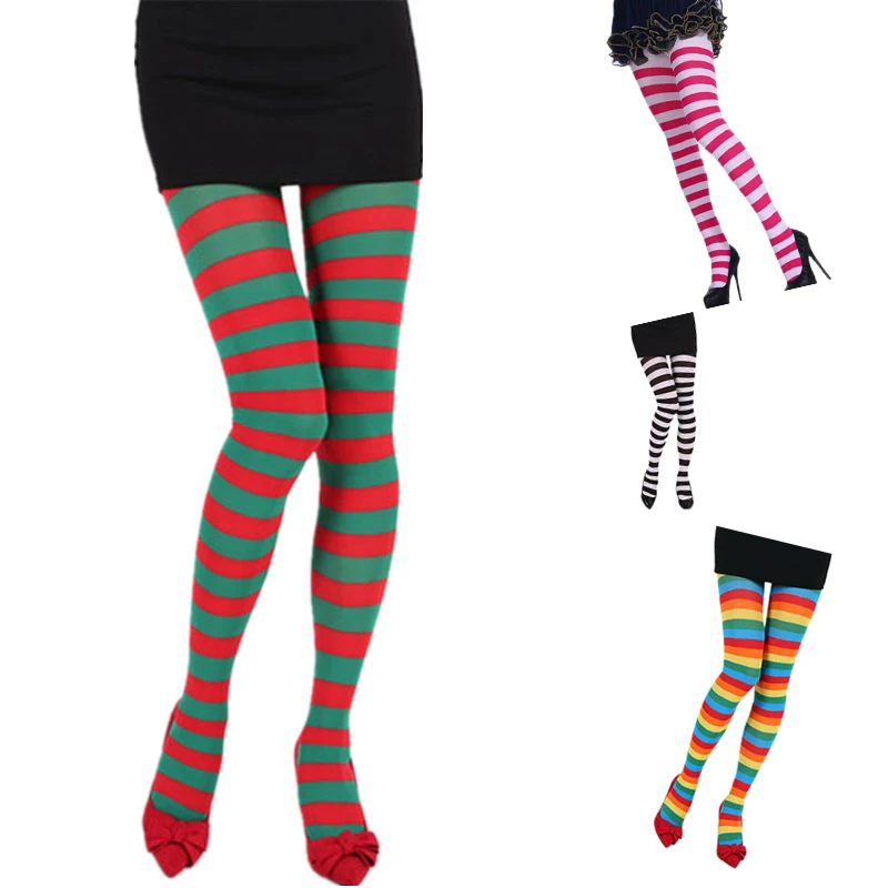Christmas Stockings Party Nylon Stockings Rainbow Striped Pantyhose knee high socks Women Long Warm Thigh High Tube Sock
Christmas Stockings Party Nylon Stockings Rainbow Striped Pantyhose knee high socks Women Long Warm Thigh High Tube Sock
