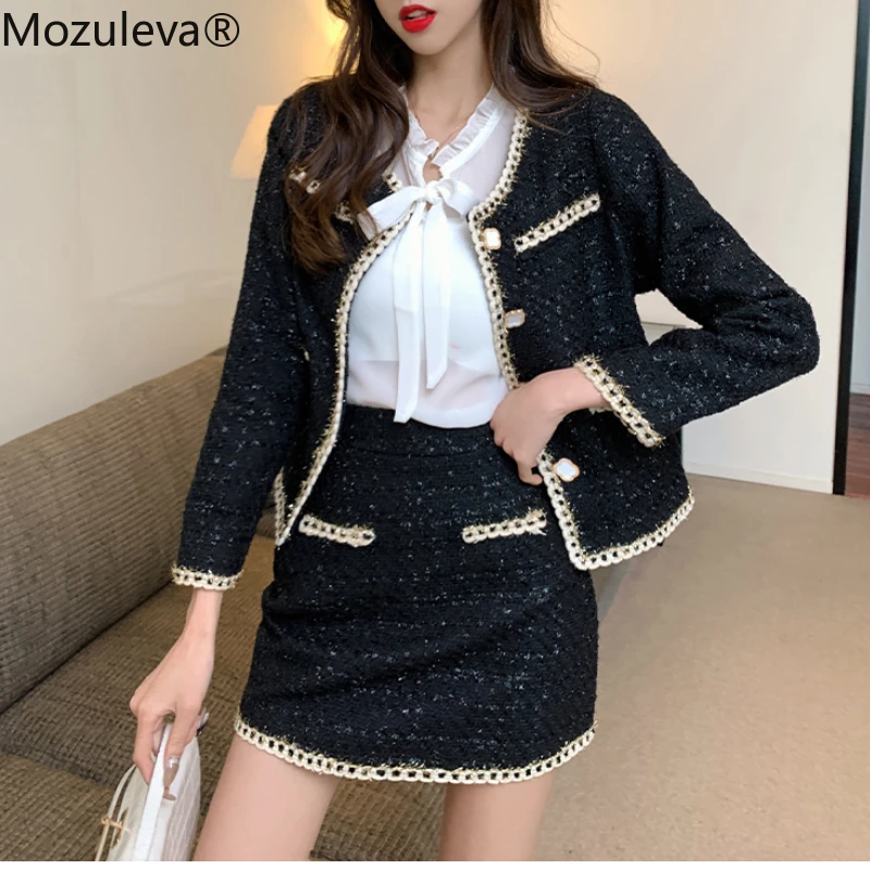 Mozuleva Women Spring Autumn 3 Pcs Set Fashion Black Jacket & White Shirt & Short Skirt The Three-piece for Women Tweed
Mozuleva Women Spring Autumn 3 Pcs Set Fashion Black Jacket & White Shirt & Short Skirt The Three-piece for Women Tweed
