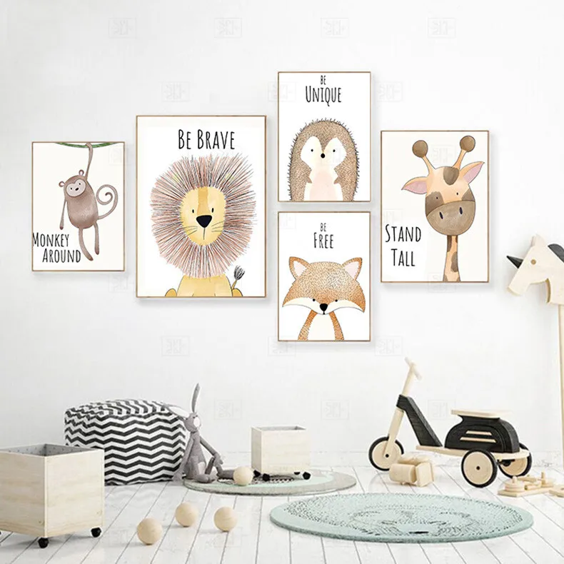 Cute Cartoon Animal Decorative Picture Be Brave Be Strong Children's Room Kindergarten Frameless Canvas Painting Wall Art Kids
Cute Cartoon Animal Decorative Picture Be Brave Be Strong Children's Room Kindergarten Frameless Canvas Painting Wall Art Kids