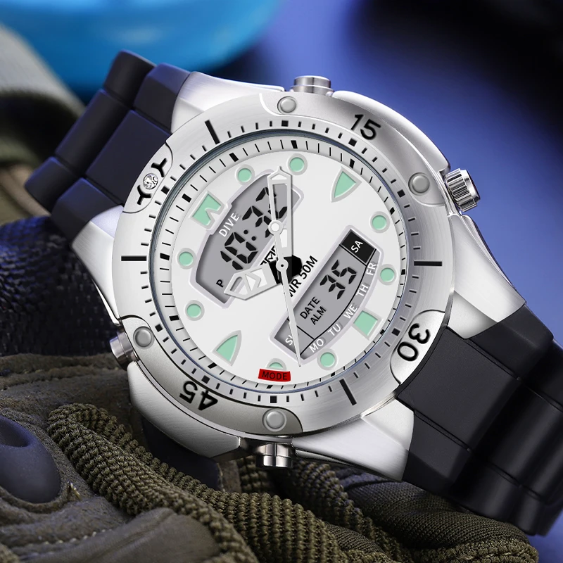 New Sports Multifunctional Dual Display Electronic Watch Outdoor Waterproof Hand Luminous Watches Male 24 Hour Indicator 3009
New Sports Multifunctional Dual Display Electronic Watch Outdoor Waterproof Hand Luminous Watches Male 24 Hour Indicator 3009