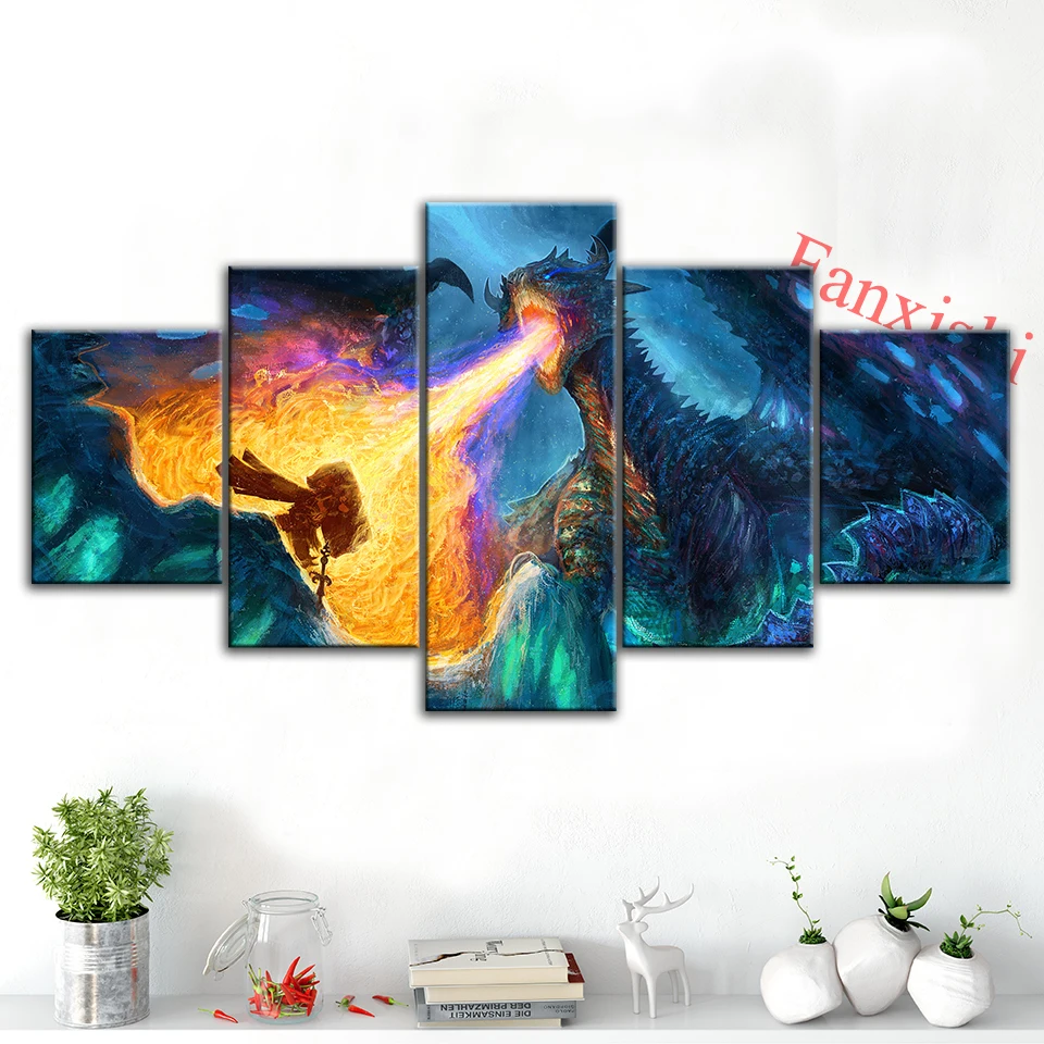 5 Pieces Abstract Dragon Ice and Fire Jet flame Painting Poster And Print Canvas Wall Art Modular Picture Home Living Room Decor
5 Pieces Abstract Dragon Ice and Fire Jet flame Painting Poster And Print Canvas Wall Art Modular Picture Home Living Room Decor