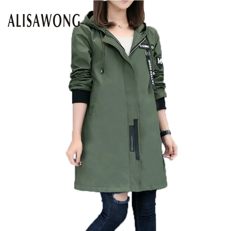 Women Long Trench Coat New Spring Autumn Causal Long Sleeve Hooded Army Green Outercoat Fashion Ladies Streetwear Windbreaker
Women Long Trench Coat New Spring Autumn Causal Long Sleeve Hooded Army Green Outercoat Fashion Ladies Streetwear Windbreaker