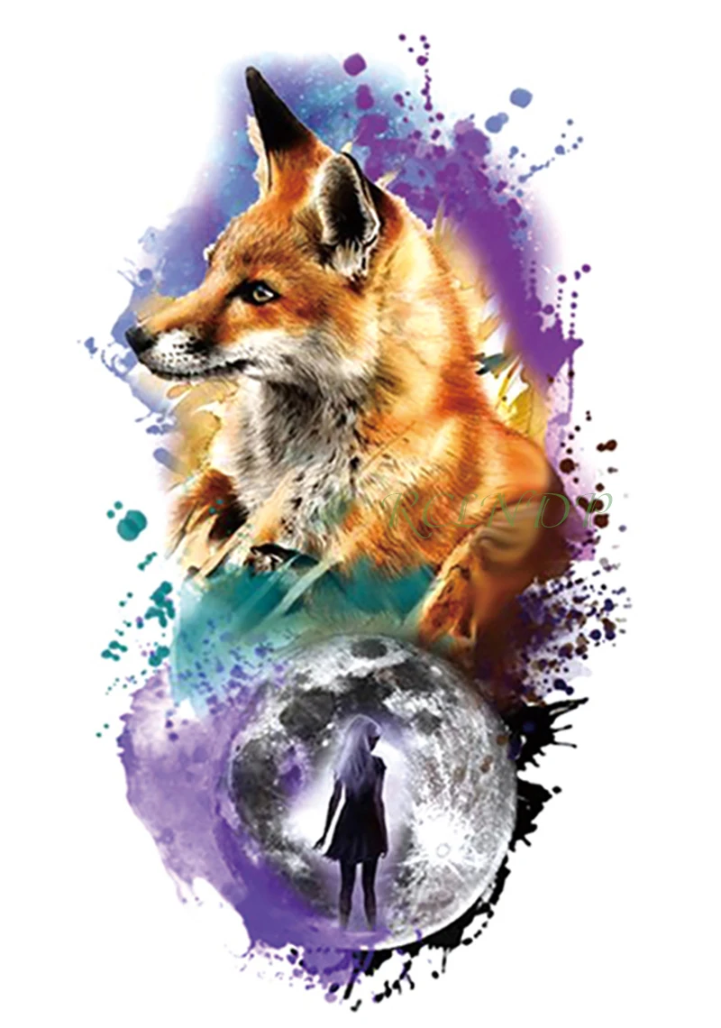 Waterproof Temporary Tattoo Sticker Cool Fox wolf Moon Girl fake tatto flash tatoo tatouage temporaire big size for women men
Waterproof Temporary Tattoo Sticker Cool Fox wolf Moon Girl fake tatto flash tatoo tatouage temporaire big size for women men