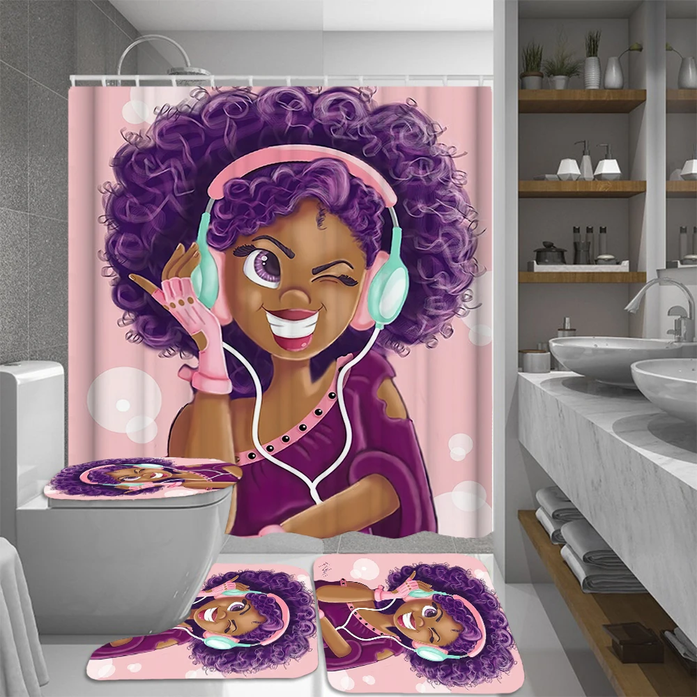 Loli with Headphones Pattern Bathroom Curtains African American Women Shower Curtain Set Bath Mats Rugs Toilet Cover Rug Sets
Loli with Headphones Pattern Bathroom Curtains African American Women Shower Curtain Set Bath Mats Rugs Toilet Cover Rug Sets