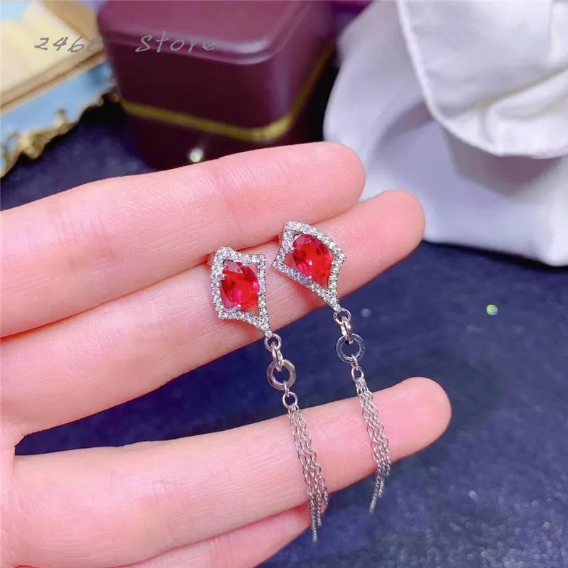 New style 925 silver inlaid and optimized ruby earrings, women's earrings, exquisite and gorgeous, bright colors
New style 925 silver inlaid and optimized ruby earrings, women's earrings, exquisite and gorgeous, bright colors