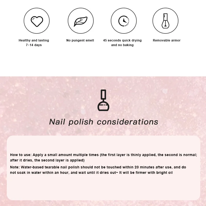 New Non-Toxic Nail Polish Easy Peel Off & Quick Dry Water Based Nail Polish for Women Teens Kids SCI88
New Non-Toxic Nail Polish Easy Peel Off & Quick Dry Water Based Nail Polish for Women Teens Kids SCI88