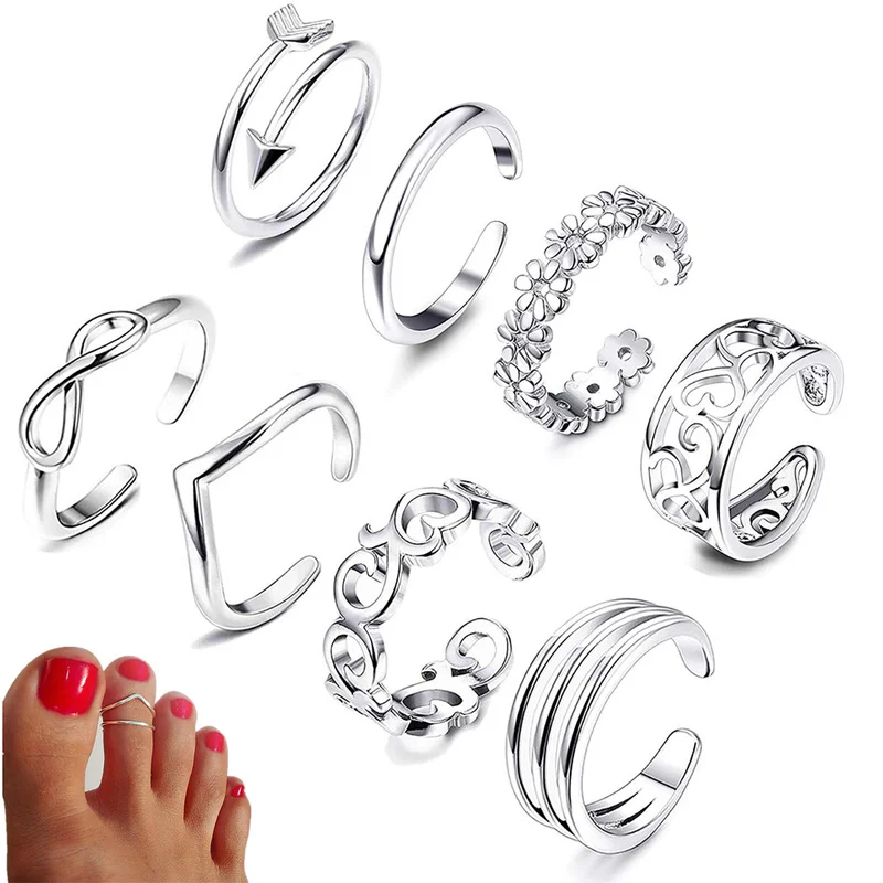 8pcs Summer Beach Vacation Knuckle Foot Ring Set Open Toe Rings for Women Girls Finger Ring Adjustable Jewellery Wholesale Gifts
8pcs Summer Beach Vacation Knuckle Foot Ring Set Open Toe Rings for Women Girls Finger Ring Adjustable Jewellery Wholesale Gifts