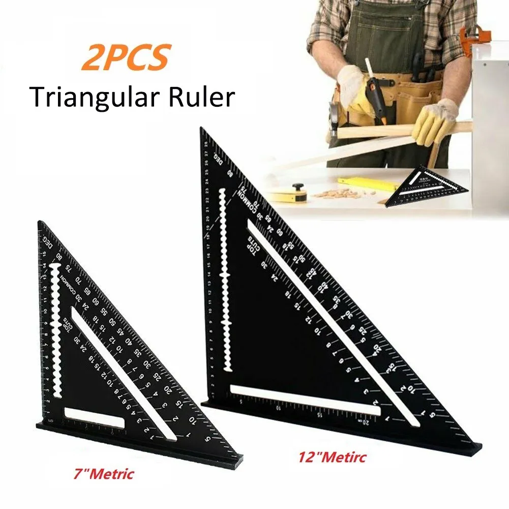 2pcs 7'' 12'' Triangle Ruler Aluminum Alloy Speed Square Quick Roofing Rafter Guide Triangle Ruler For Measuring Tools
2pcs 7'' 12'' Triangle Ruler Aluminum Alloy Speed Square Quick Roofing Rafter Guide Triangle Ruler For Measuring Tools