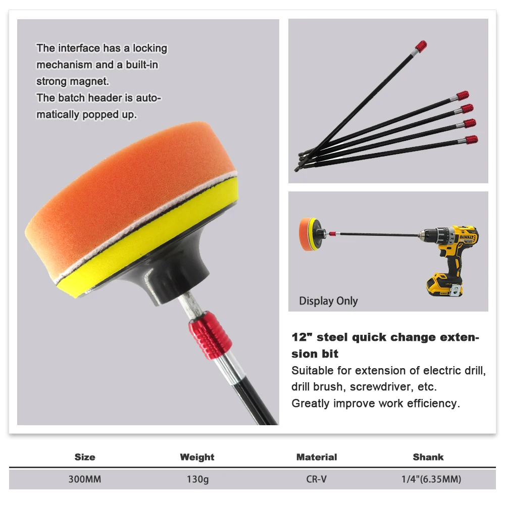 1/4" Quick Release Screwdriver Drill Bit Holder 300MM Magnetic Hex Shank Extension Rod Socket For Drill Brush, Screwdriver
1/4" Quick Release Screwdriver Drill Bit Holder 300MM Magnetic Hex Shank Extension Rod Socket For Drill Brush, Screwdriver