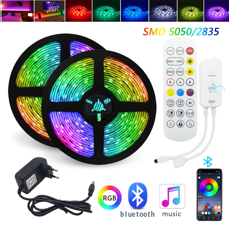 Bluetooth Music 5050 LED Strip Light SMD 2835 Flexible Ribbon fita 5M 10M 15M RGB LED light Tape Diode DC12V led lights for room
Bluetooth Music 5050 LED Strip Light SMD 2835 Flexible Ribbon fita 5M 10M 15M RGB LED light Tape Diode DC12V led lights for room