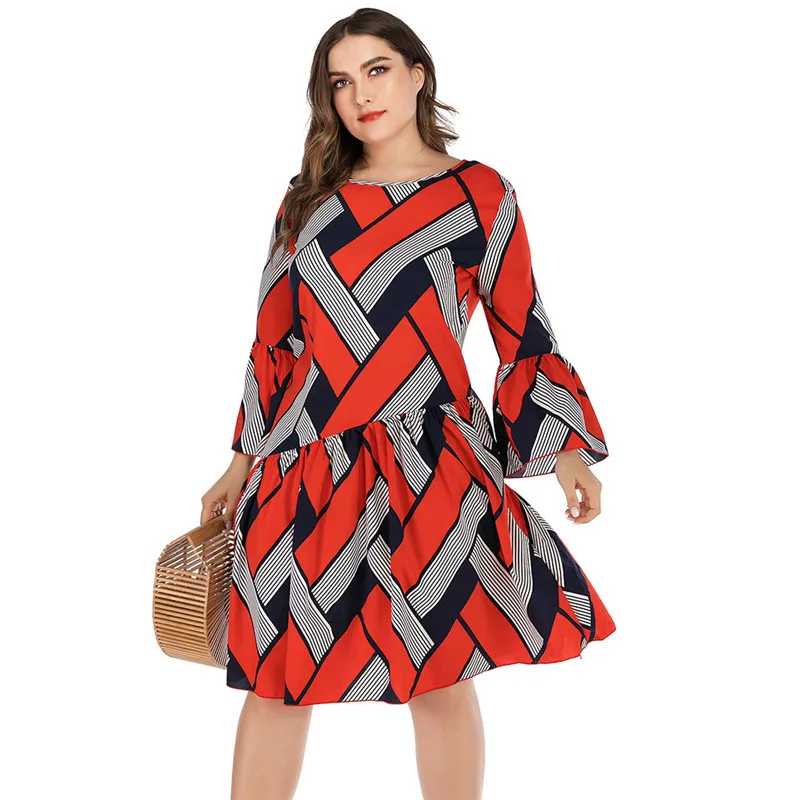 Summer Stripe Patchwork Dress Flare Long Sleeve Ruffle Knee Dresses for Woman Plus Size 4XL 5XL Wholesale Dropshipping
Summer Stripe Patchwork Dress Flare Long Sleeve Ruffle Knee Dresses for Woman Plus Size 4XL 5XL Wholesale Dropshipping