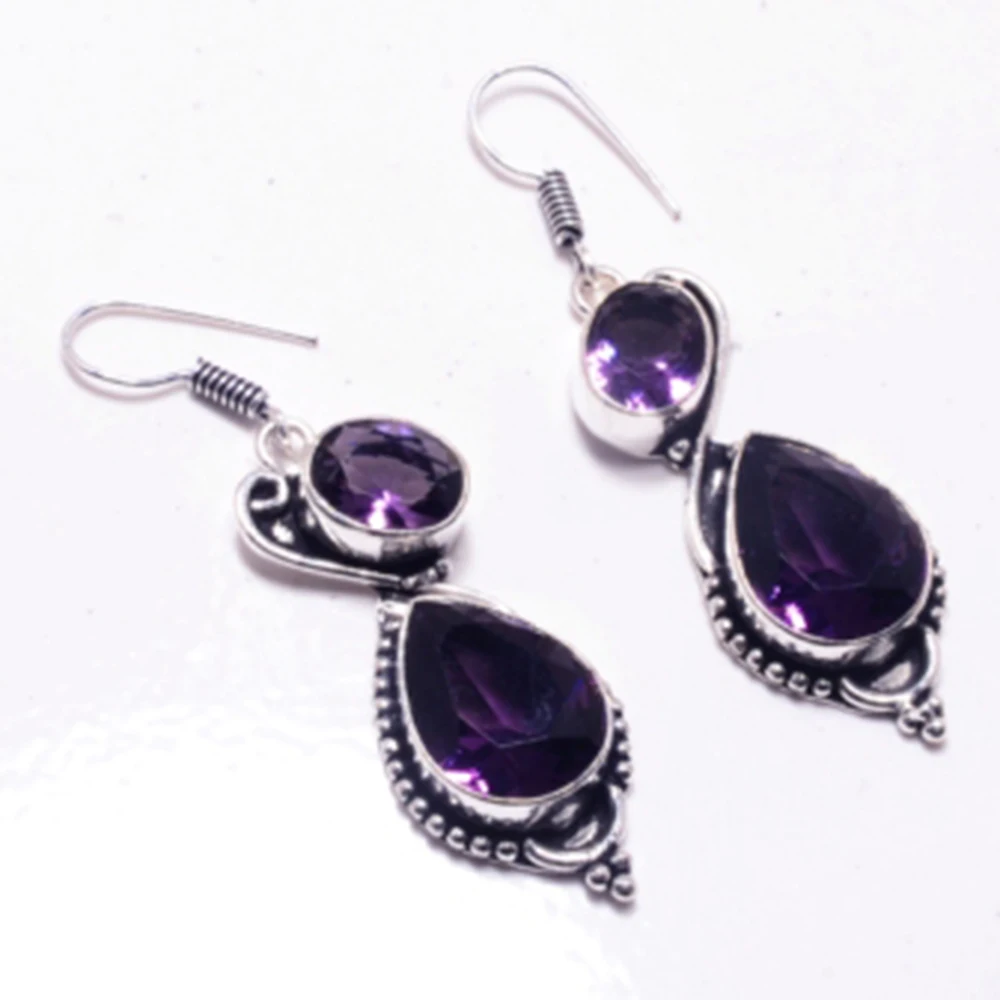 Genuine Amethyst Silver Overlay on Copper Earrings, Hand made Women Jewelry Gift , E5522
Genuine Amethyst Silver Overlay on Copper Earrings, Hand made Women Jewelry Gift , E5522