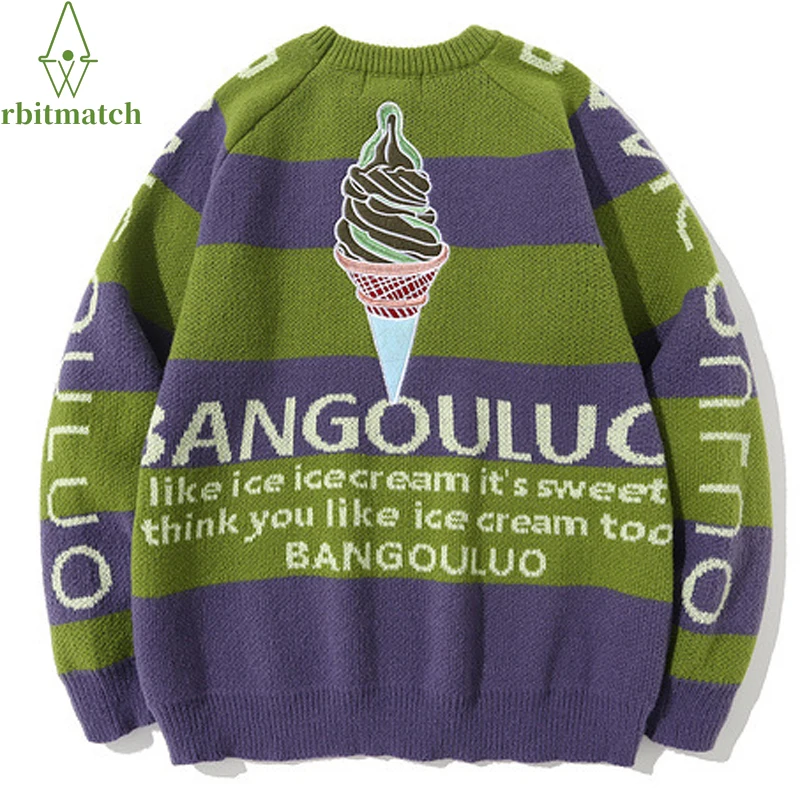 2021 Men Hip Hop Streetwear Knitted Sweater Embroidery Vintage Ice Cream Sweater Cotton Harajuku Casual Pullover Sweater Tops
2021 Men Hip Hop Streetwear Knitted Sweater Embroidery Vintage Ice Cream Sweater Cotton Harajuku Casual Pullover Sweater Tops