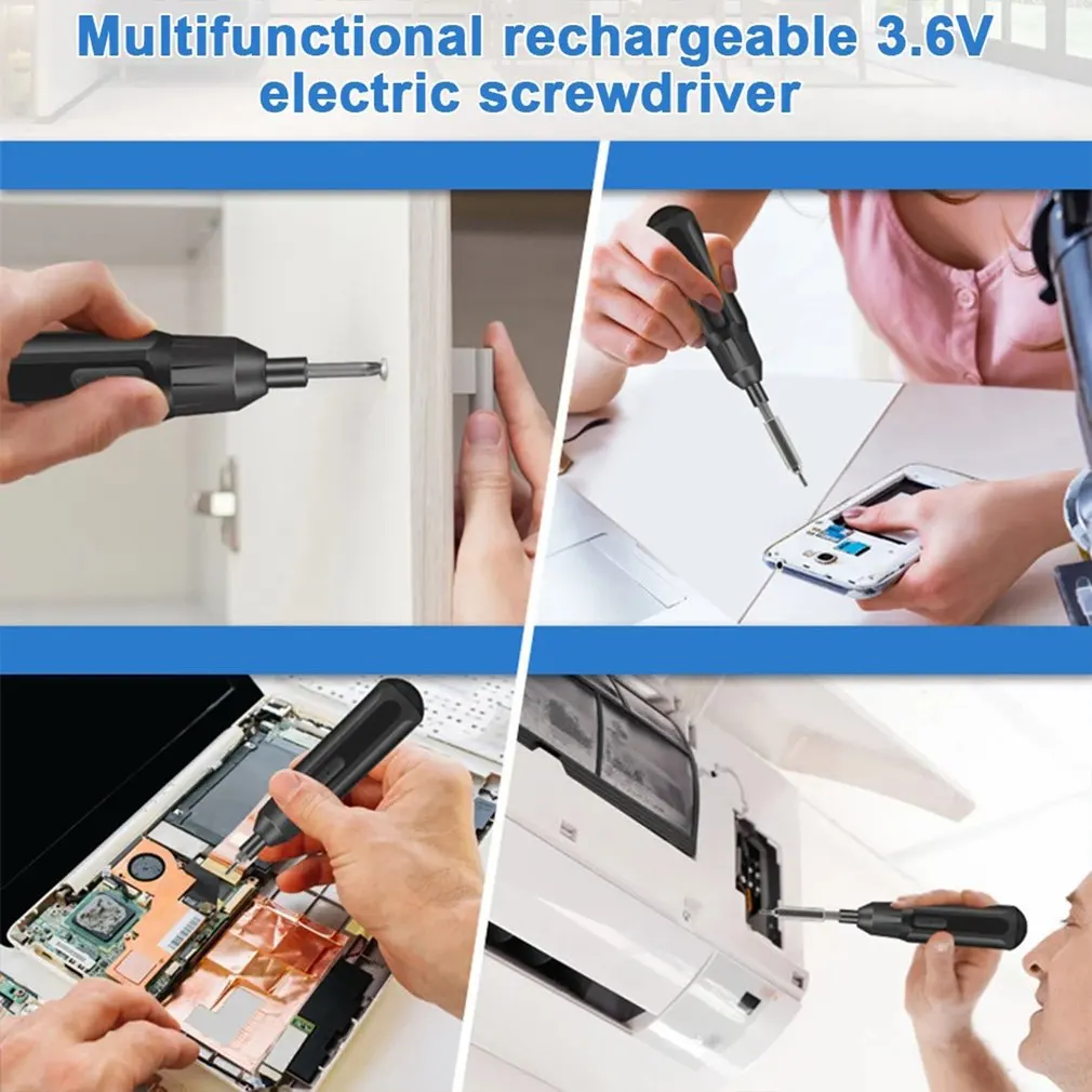 USB Rechargeable Power Tool Household 3.6V Electric Screwdriver DIY Cordless Multifunctional With 2 Screw Bits For Mobile Phone
USB Rechargeable Power Tool Household 3.6V Electric Screwdriver DIY Cordless Multifunctional With 2 Screw Bits For Mobile Phone