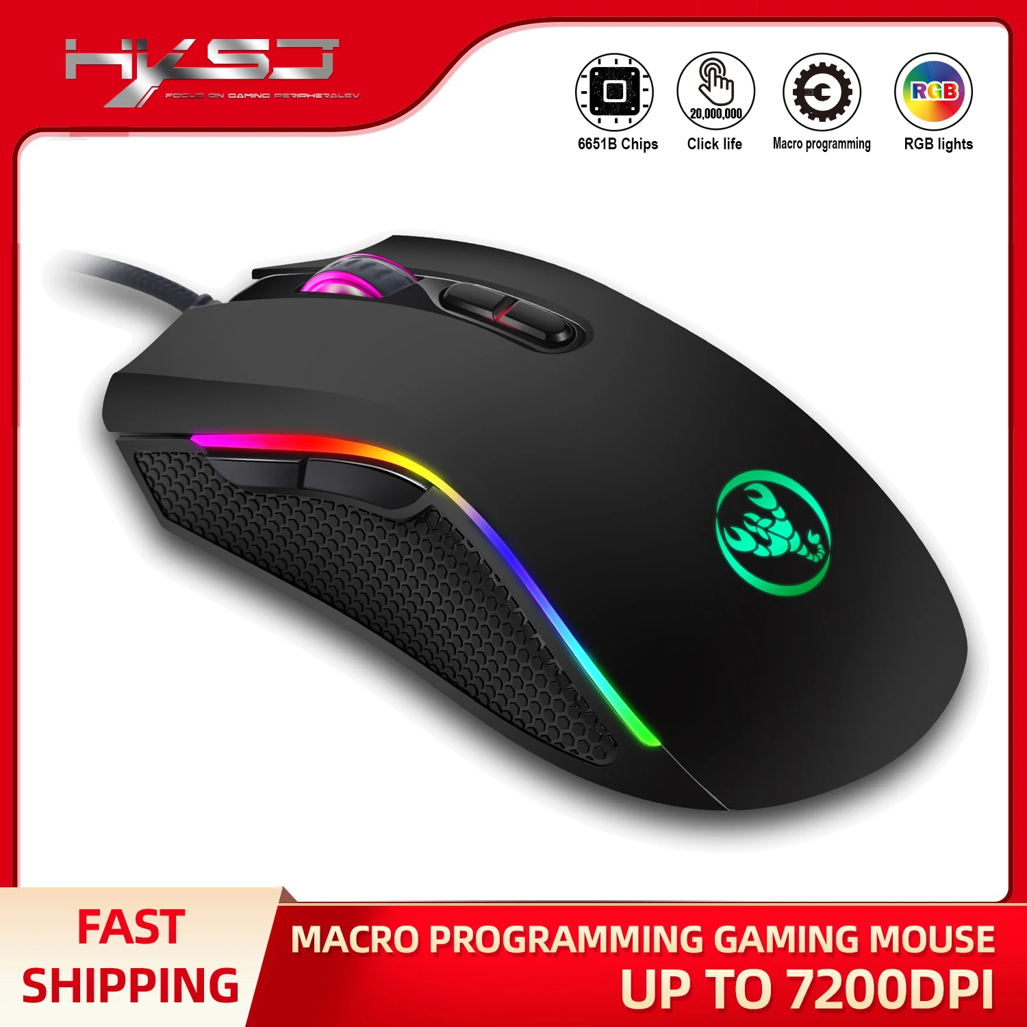 NEW Macro Wired Mause 7200DPI 7D RGB Luminous ABS Material Matte Feel Gaming Mouse Suitable For Desktop Computer Notebook
NEW Macro Wired Mause 7200DPI 7D RGB Luminous ABS Material Matte Feel Gaming Mouse Suitable For Desktop Computer Notebook