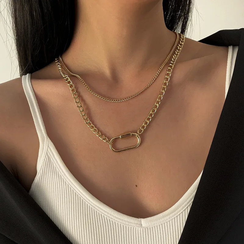 LOVOACC Exaggerated Handmade Double Layers Hollow Paperclip Necklaces for Women Chunky Hollow Link Chain Chokers Necklace Gifts
LOVOACC Exaggerated Handmade Double Layers Hollow Paperclip Necklaces for Women Chunky Hollow Link Chain Chokers Necklace Gifts