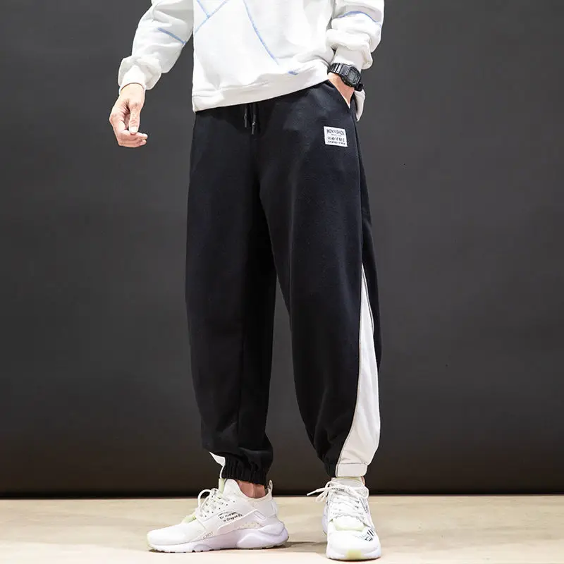 

Streetwear Men Sweatpants 2020 Japanese Patchwork Man Casual Long Pants Elastic Waist Men's Loose Cotton Trousers
