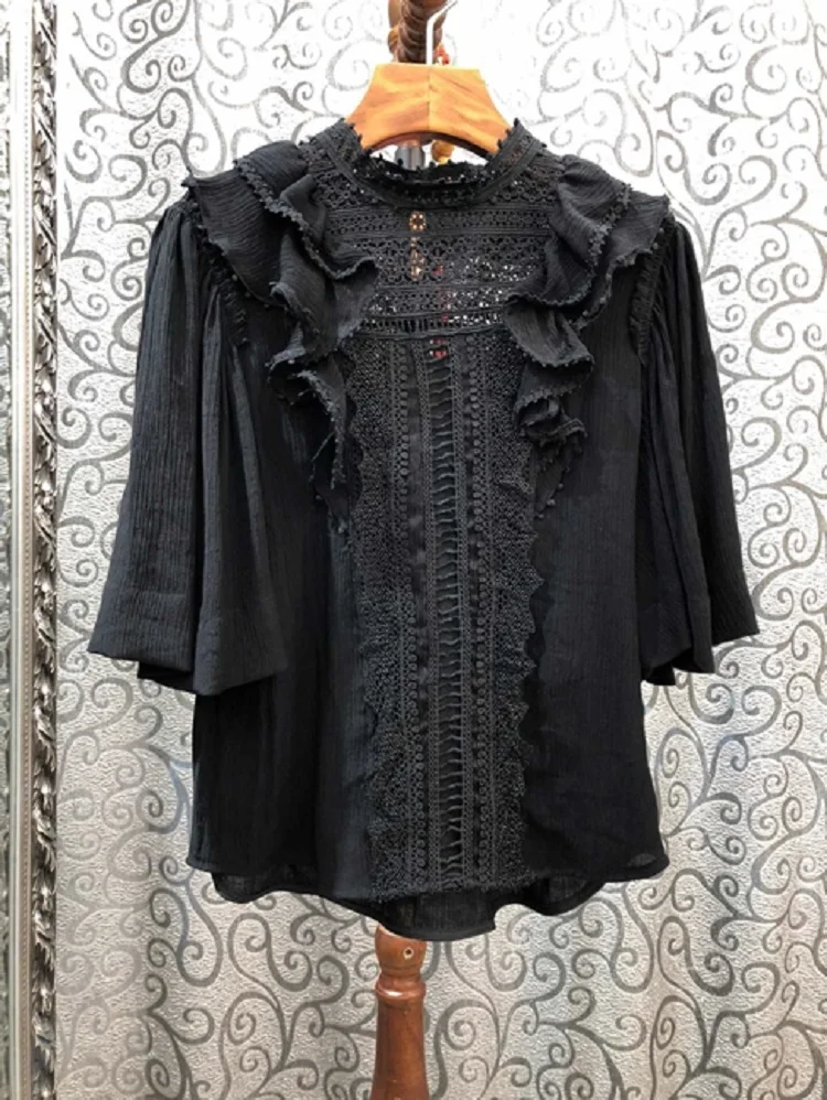 High Quality Cotton Blouse 2020 Summer Tops Women Hollow Out Lace Embroidery Patchwork Casual Sexy Ruffle Shirt Blusa Feminino
High Quality Cotton Blouse 2020 Summer Tops Women Hollow Out Lace Embroidery Patchwork Casual Sexy Ruffle Shirt Blusa Feminino